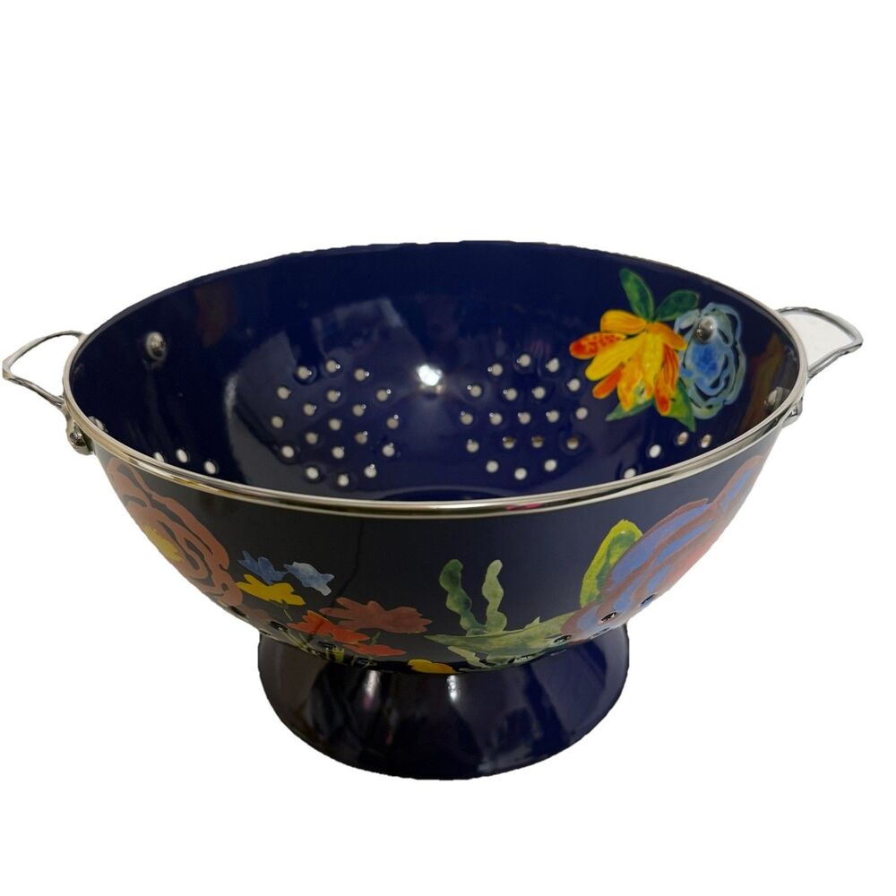 The Pioneer Woman Colander Classic Charm Strainer 5 Quart Blue Stainless Steel